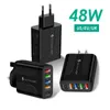 5 puertos 48W Cargador QC3.0 PD 18W Cargador rápido 4USB 3.1A Adaptador de corriente de carga rápida Cargador USB para iPhone 11 12 Samsung Huawei xiaomi con caja al por menor