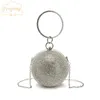 Bolsos de noche Plata Mini bola redonda Bolsos de noche para mujer Diamantes de moda Bolso de mano Bolso de mensajero para mujer Bolso de cadena FTB166 230316