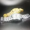 Armbandsur Diamond Watch för män isade ut hiphop lyxkvarts Mens Watches Silver Gold rostfritt stål Relojes Hombre 2023