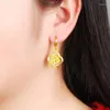 Hoop örhängen högkvalitativ mode gul guldfärg växtblomma för kvinnor 24k smycken