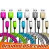 نوع كابل USB المضفر نوع C Cord 1M 2M 3M SYNC USB شحن الكبل USB عالي السرعة متينة للهاتف المحمول Android بدون حزمة