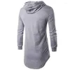 Men's T Shirts 2023 Fashion Men Hip Hop Hooded Shirt Long Style Package Buttocks Loose Solid Hoodies Streetwear Hoody Tee 5color