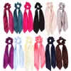 Fashion Colorful Bow Satin Long Ribbon Women Hair Scrunchies Scarf Ponytail Holder Elastic Hair Bands Hair Accessories 1954