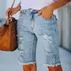 Jeans da donna Donna Estate Street Frange Calzature ad alta elasticità Pantaloni Vita media Cinque punti Strappati Super 2023