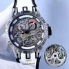 Nouveau 45mm Sport Hommes Montres Cadran Creux Verre Saphir Importation Mécanique Mouvement Automatique Montre En Acier Inoxydable 316L Boîtier En Cuir Bracelet Hommes Montre-Bracelet