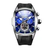 Montres-bracelets Reef Tiger/RT Bracelet en caoutchouc Or rose Montres de sport Tourbillon pour homme Montre mécanique automatique analogique Calendrier complet Horloge