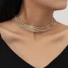 Cadenas Punk exageradas multicapa gargantilla de diamantes de imitación collar para mujer gargantilla geométrica de lujo clavícula cadenas de joyería