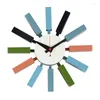 Wall Clocks Colorful Block Clock Solid Wood Import Movement Quartz Silent 30.5cm Decor Wacht Nordic Simple Creative Modern Design