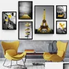 Dipinti Stile Giallo Paesaggio Immagine Home Decor Nordic Tela Pittura Wall Art Stampa Sfondo in bianco e nero Paesaggio per Livin Dhy6I