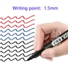 3 st/ställ in permanent markör penna vattentät bläck finpunkt svart blå röd olja 1,5 mm rund tå färgpennor