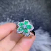 Anelli a grappolo per gioielli Anello fiore smeraldo reale naturale 925 argento sterling 3 4mm 0,25 ct 5 pezzi gemma fine S912268