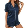 Dames Nachtkleding 2023 Pyjama Voor Dames Pyjama Gesimuleerde ZIJDEN PYJAMA Suit Terno Korte mouw Tweedelige Housewear