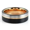 Band Rings Trendy 8mm Black Tungsten Carbide Wedding Rings For Men KOA Wood Inlay Matte Tricolor Stainless Steel Rings Men Wedding Bands AA230315