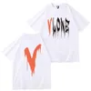 Vlone Original Design Men's T-shirts Vlone Logo Summer Cartoon Collarless Short Sleeve Letter Löst mångsidiga toppar T-shirts Black White Red Grey VL108