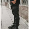 Men's Jeans Men's Jeans Streetwear Pants Multi-Pocket Black Slim Small Foot Casual Trousers Blue High-Quality Cargo Pants Men 230316