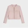 Designer de jaquetas femininas no início da primavera 2023 Nova Fragrância Little Fragrância Francesa Versátil Pink Wood Twoven Tweed Coat Women 0LQ4