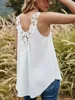 Women's Blouses Summer Women White Lace Patchwork Vest Loose Casual Sleeveless Pullover Blouse Tank Tops Beach Smock Clothes