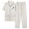 Męska odzież sutowa L-5xl Summer Elegancka piżama bawełniana bawełniana męska piżama sceny długie spodnie śpiące pajęki Pijamas Pijamas Plus Woodear PJ 230317