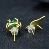 Серьги-герметики продают натуральный золотой цвет вручную 24K Inlay Jade Fish Hail Studs Модные ювелирные украшения мужчины женщины удача подарки