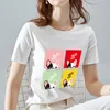 T-shirts pour femmes T-shirt Femme Casual Mignon Chiot Heureux Motif Impression Auto-culture All-match Banlieusard O-cou Confortable Doux Blanc