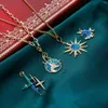 Charms Copper Micro Pave Multicolor Star Enamel Cubic Zirconia Pendants Gold Color Metal Diy Making Halsband Kvinnor smycken 1 st