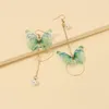 Dangle Earrings Boho Sweet Elegant Style Simmetrical Cloth Butterfly Imitation Pearl Round Lady Classic for Women 2023 Luxury