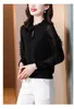 Bluzki damskie 2023 Wiosna i jesień koreańska wersja czarnej szyfonowej koszuli dna luźna cienka wielka sukienka macierzystą długi rękaw