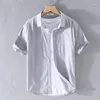 Men's Casual Shirts Oxford Men's Cotton Short Sleeve Shirt 2023 Summer Simple Literary All-match Half-sleeve Male Classic Brand Tops