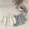 Kids Shirts 4481A Korean Girl's Shirt Spring and Autumn Soft Floral Girl's Bottoming Shirt Long Sleeve Doll Collar Loose Cute Blouse 230317