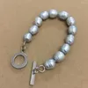 Strand Nature Freshwater Pearl Armband Fashion. NICE CLASP Big Drop Shape Grey Color