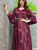 Etnisk kläd Turkiet Muslimsk klänning Kvinnor Abaya Diamond Lace-Up Party Dresses Marockan Kaftan Ensemble Femme Musulmane Jilbab Hijab Vestidos 230317