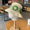 Wide Brim Hats Bucket Hats Japan Korea Crochet Beach Straw Hat Women Summer Flowers Pure Hand-woven Hat Sunshade Fisherman Hat Breathable Bucket Hat 230317