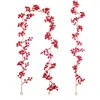 Decorative Flowers Year Xmas Tree Wedding Ornament Po Props Christmas Garland DIY Hanging Wreath Red Berry Vine Artificial Plants