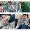 Blouses feminina coreana vintage pintura a óleo solta pintura de graffiti feminino roupas de peito único e camisa estampa de blaousa camisas de