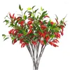 Flores decorativas Plantas artificiais Buquê de pimenta vermelha de pimenta vermelha vegetal falso para o jardim Acessórios para decoração de jardim vegetação