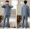 Mäns sömnkläder vår Autumn 100% bomullspyjamas för män Casual Plaid Pyjama Set Plus Size Män 4xl långärmad sömnkläder Bekväm Pijama 230317