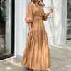 Casual Kleider 2022 Frauen Floral Bedruckte Laterne Langarm Sommerkleid Weibliche Vintage Kuchen Lose Strand Kleid Elegante Cascading Rüschen Vertuschungen W0315