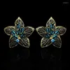 Серьги -грибы Cizeva Design Sea Blue Bling Циркон камень черный золотой цвет цветок для женских коктейльных серьгов