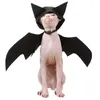 Trajes de gato fantasia de cão de pet halloween asas de morcego preto