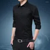 Men's Dress Shirts High Quality Men'S Formal Long-Sleeved Shirt 2023 Four Seasons Business Casual Thin Solid Color Top Male Fashion