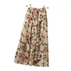 Spódnice w talii plisowały linię midi faldas largas mujer retro ladies maxi long Floral Street estetyka urocza spódnica w stylu koreańskim