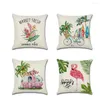 Kudde Summer Series Linen Cover Tropical Fruit Palm Print Farmhouse Floral Pillow Case Living Room SOFA Couch Throw Pillows