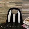 Women's Knitted Vest Bag Female Tote s Black And White Shopping Weave Shoulder Messenger s Handbag stripe Beach 230304