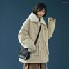 Kvinnors dike rockar kvinnor kläder arbetskläder bomullsjacka lös koreansk stil lamm ull grön kappa vild tjock sammet vinter 2023 vadderad
