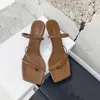 The Row Sandals Rai Leather shoes Sandal Designer Luxury Shoes High Heel Elegant Straps Kitten Heels Slippers Slides Square Toe Fashion Party Wedding LNIL