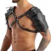 Bras Define homens Bondage Lingerie Gay Muscle Arness Belt com armaduras de ombro Faux couro ajustável Fetish Wear Body Body Bex