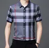 Herenjurken shirts shirts korte mouw man designer shirt zomers plaid luxe zijden shirt