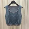 Women Knitted Vests Sweaters Summer Slim Letter Print Tshirt ashion Round Neck Pullover knit Waistcoats Sleeveless Vest Top