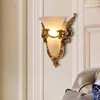 Wall Lamps European-style Resin Lamp E14 Bulb Retro Indoor Bedside Sconce Light Fixture Lighting Gold Bedroom Decor