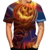 メンズTシャツハロウィーン面白いカボチャ3Dプリントシャツクリスマスグラフィックカジュアルヒップスターストリートウェア